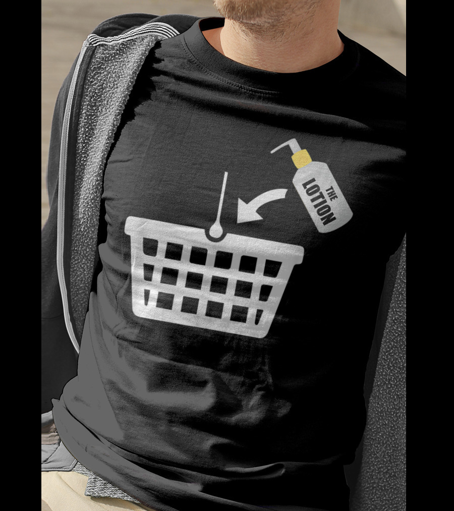 Put The Lotion In The Basket Icon With Pump Bottle And Arrow T-Shirt