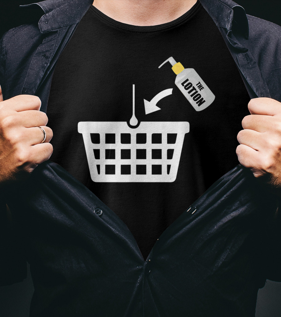 Put The Lotion In The Basket Icon With Pump Bottle And Arrow T-Shirt