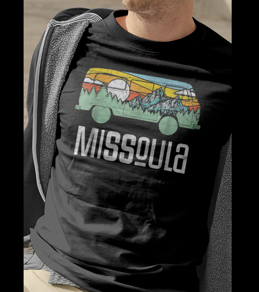 Missoula Montana Retro Hippie Van Nature Scene T-Shirt