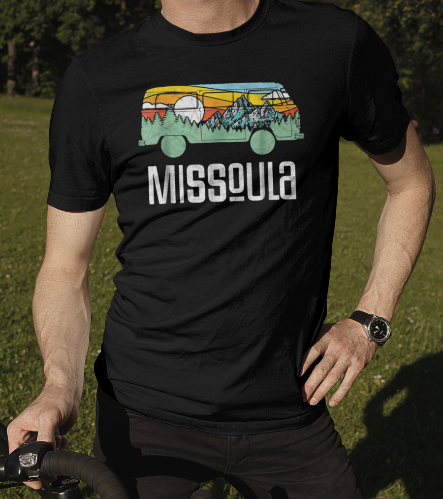Missoula Montana Retro Hippie Van Nature Scene T-Shirt