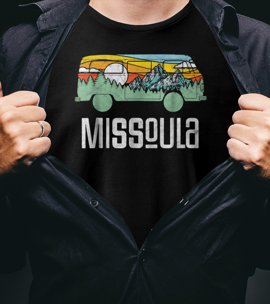 Missoula Montana Retro Hippie Van Nature Scene T-Shirt