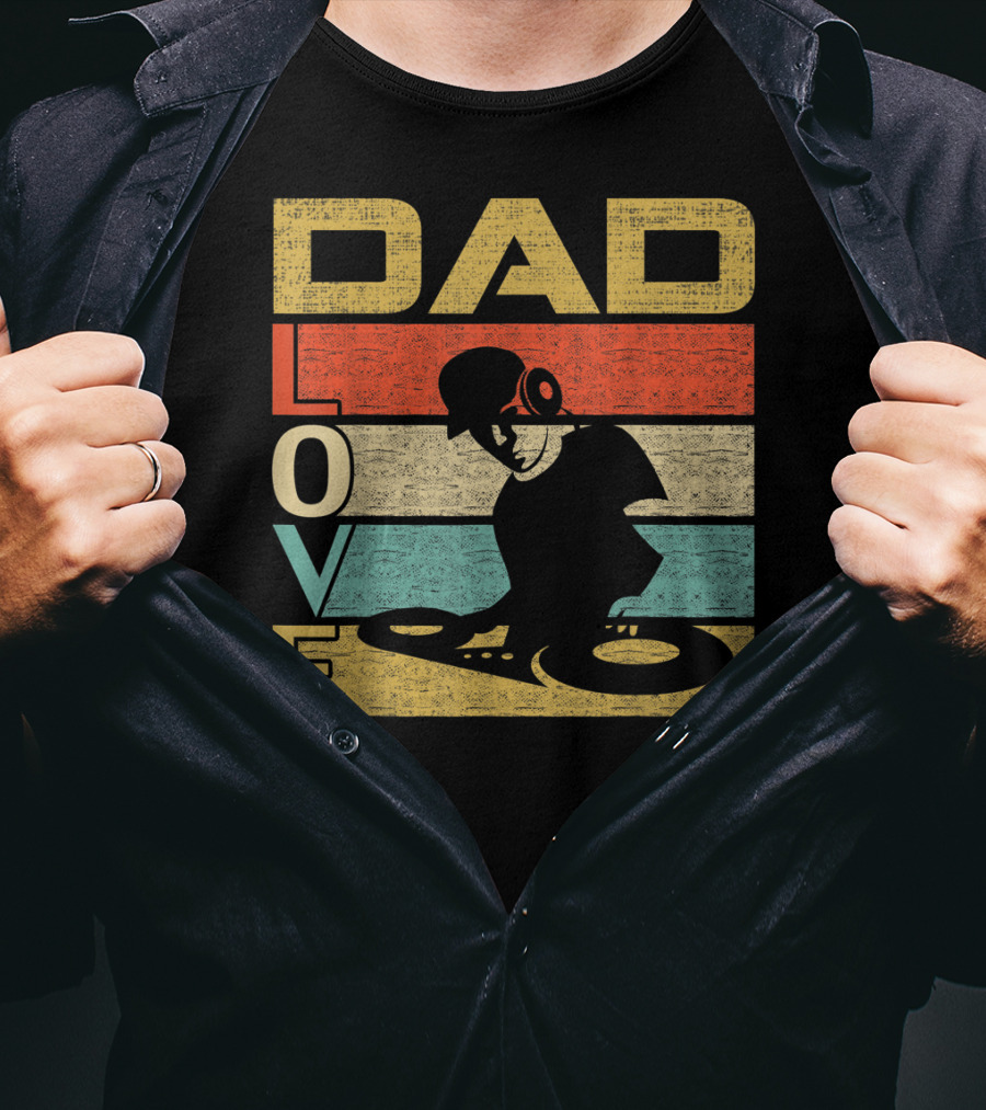 Retro Vintage Dad Love DJ Deejay Funny Father's T-Shirt