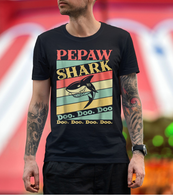 Premium T-Shirt: PEPAW SHARK Doo Doo Doo Retro Vintage T-Shirt PEPAW SHARK Doo Doo Doo Retro Vintage T-Shirt