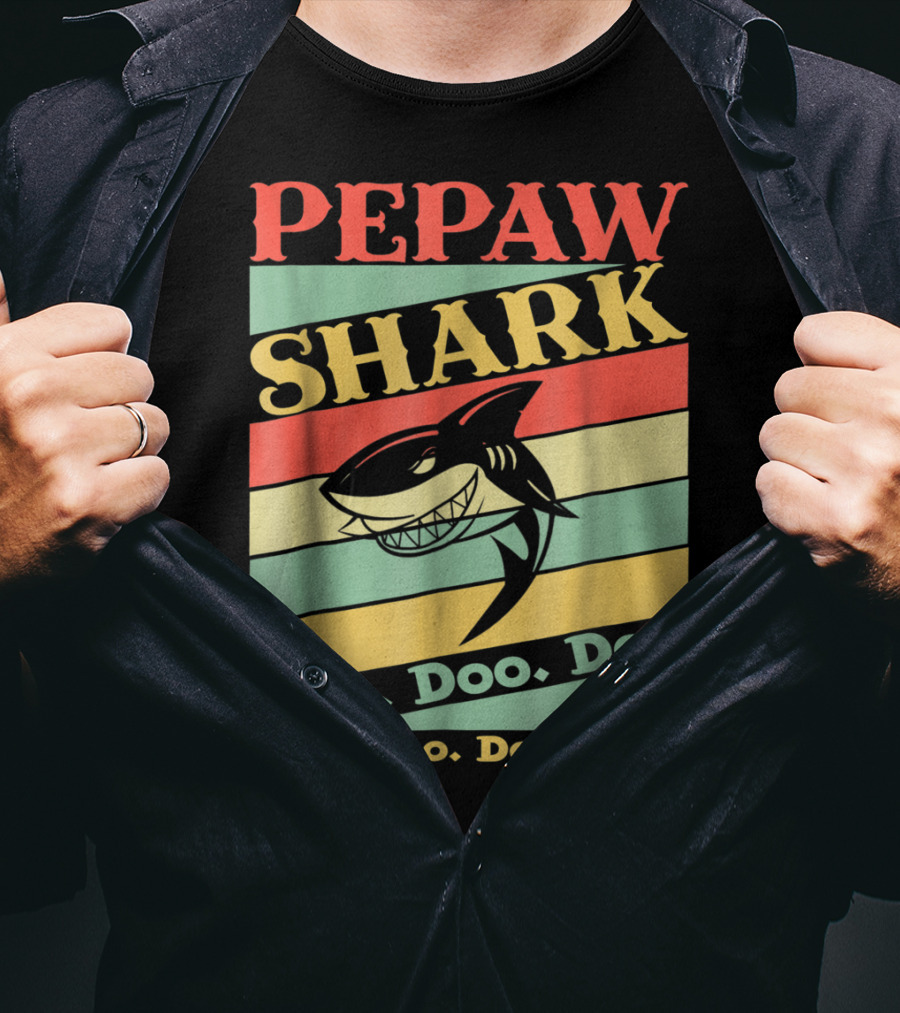 PEPAW SHARK Doo Doo Doo Retro Vintage T-Shirt