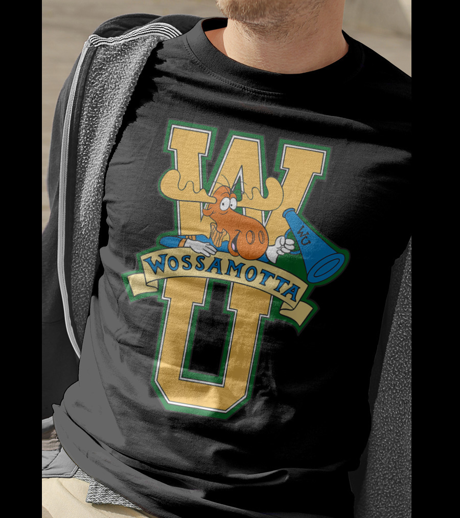 Rocky And Bullwinkle Wossamotta U WU Moose Megaphone T-Shirt