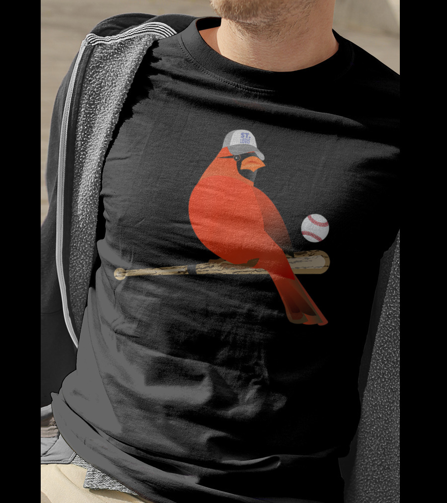Saint Louis Red Cardinal Baseball Bat And Cap T-Shirt