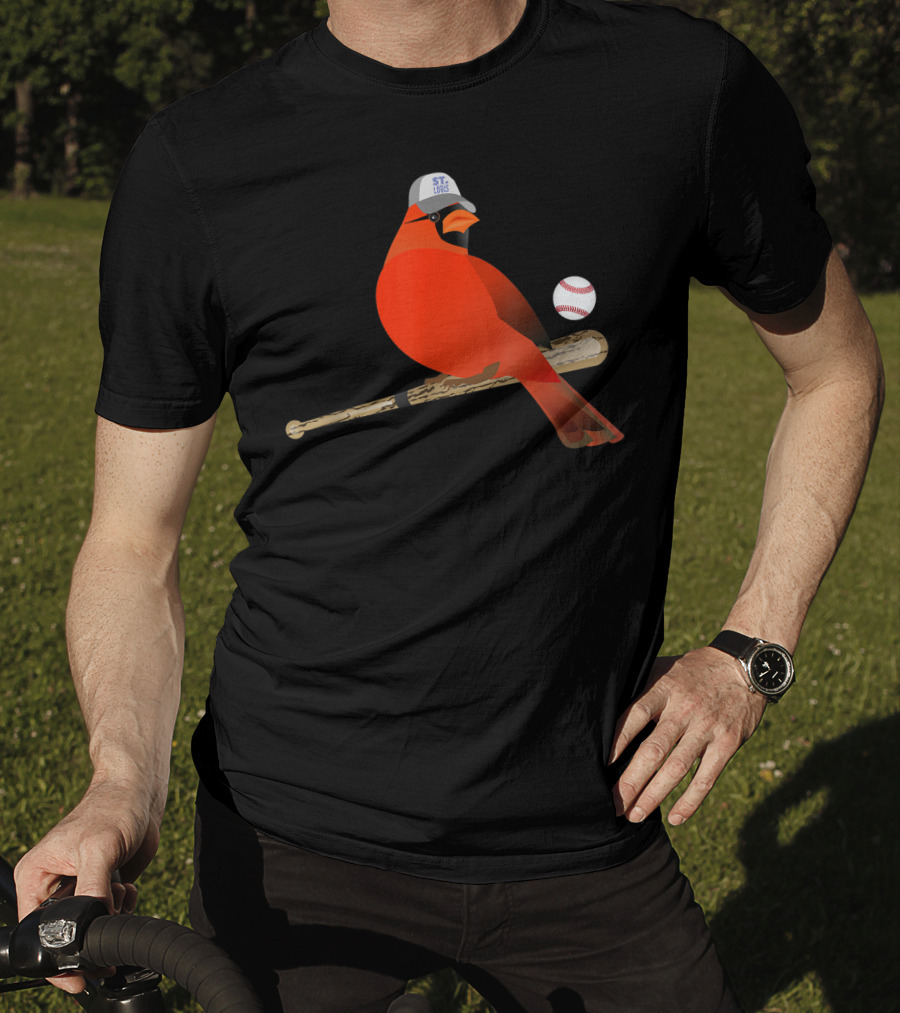 Saint Louis Red Cardinal Baseball Bat And Cap T-Shirt