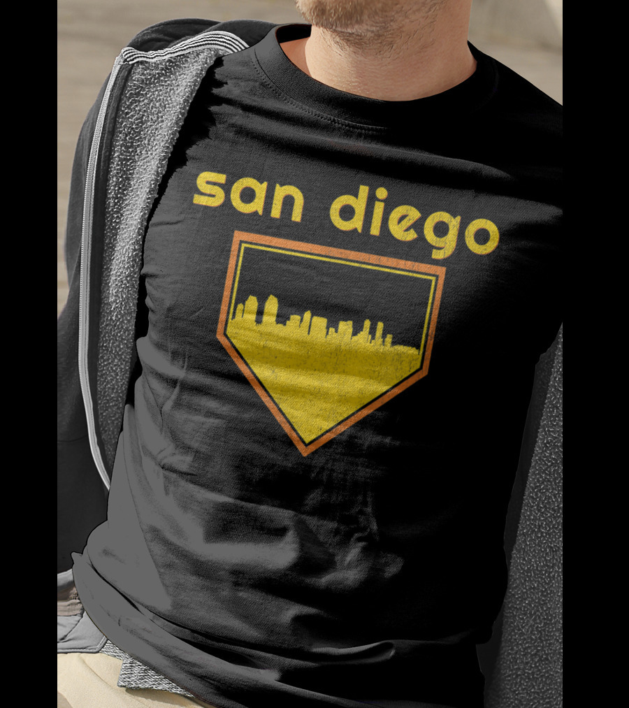 San Diego Skyline Home Plate Vintage Baseball T-Shirt