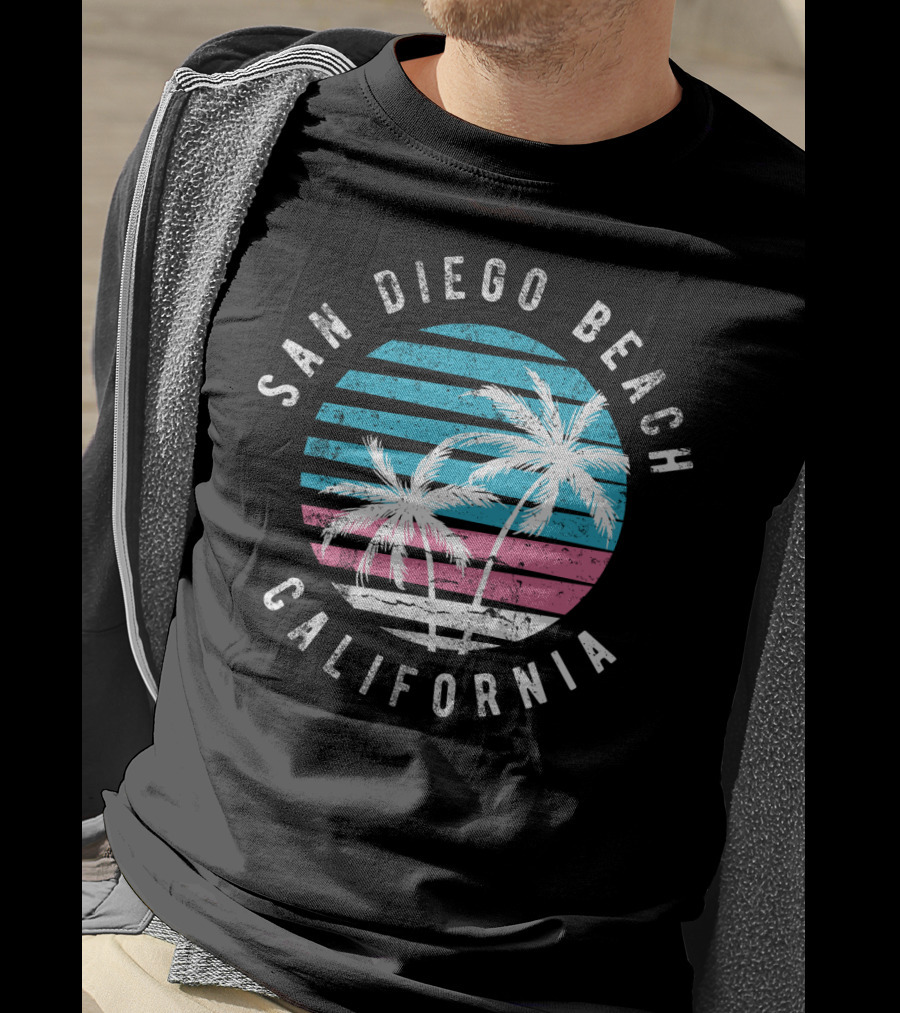 San Diego Beach California Surf Sunset Palm Trees T-Shirt