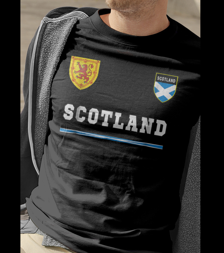 Scotland Soccer Jersey Flag With Scottish Lion And Saltire Badges T-Shirt