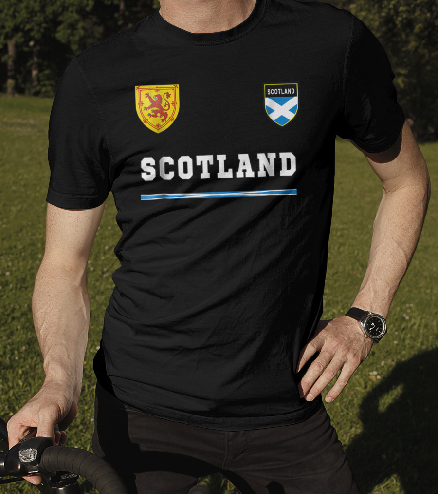 Scotland Soccer Jersey Flag With Scottish Lion And Saltire Badges T-Shirt