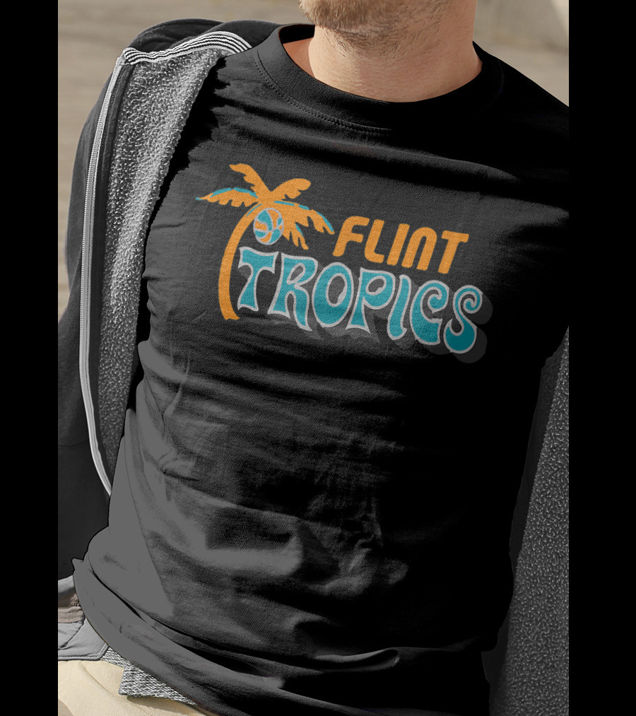 Semi Pro Jackie Moon Flint Tropics Basketball Logo Palm Tree T-Shirt