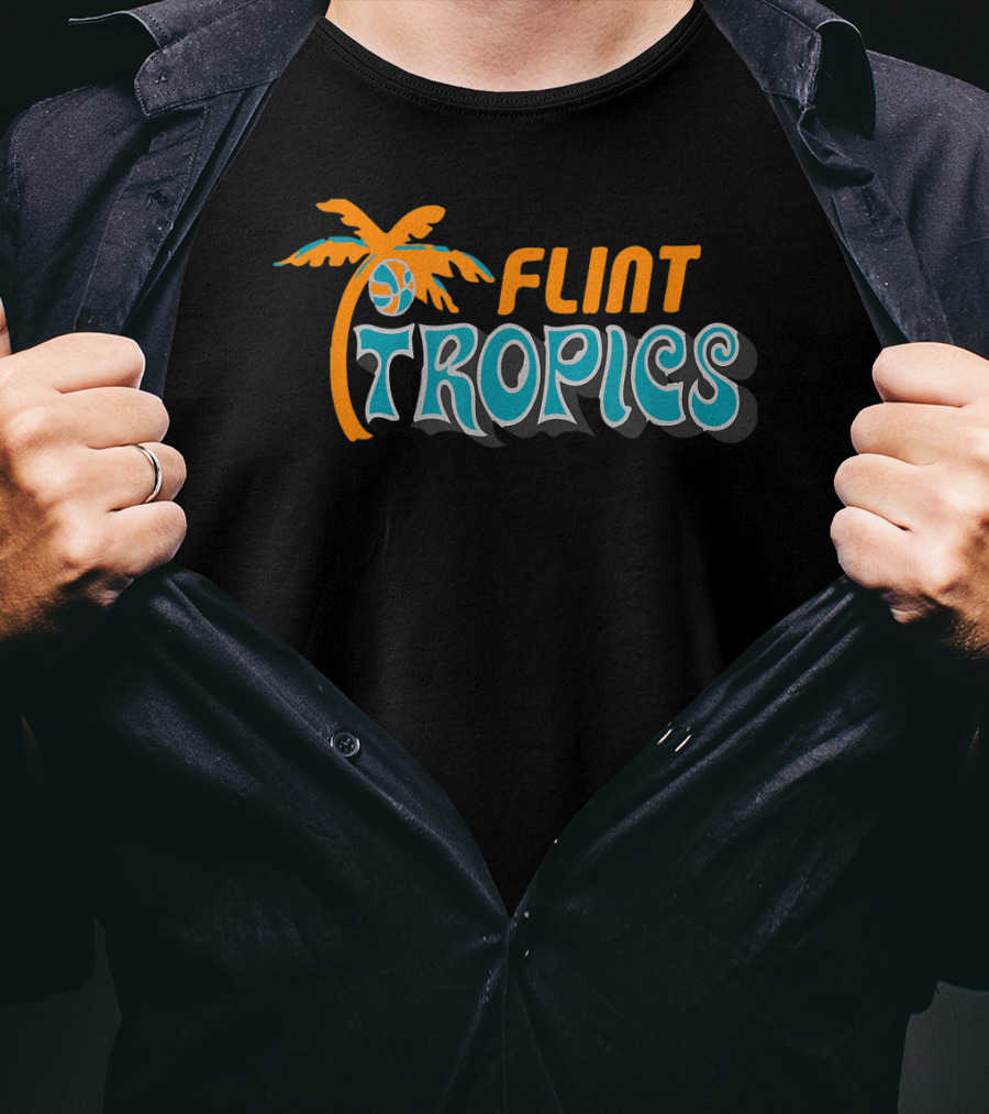 Semi Pro Jackie Moon Flint Tropics Basketball Logo Palm Tree T-Shirt