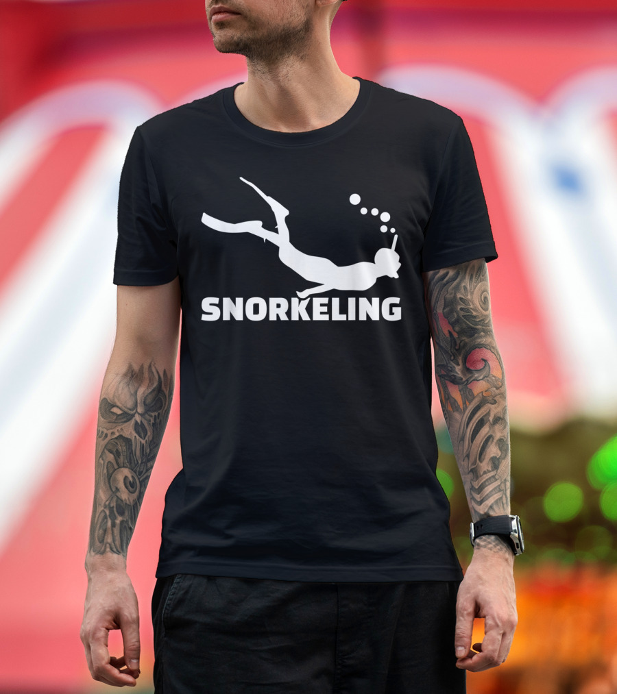 Snorkeling Diver Silhouette With Bubbles T-Shirt