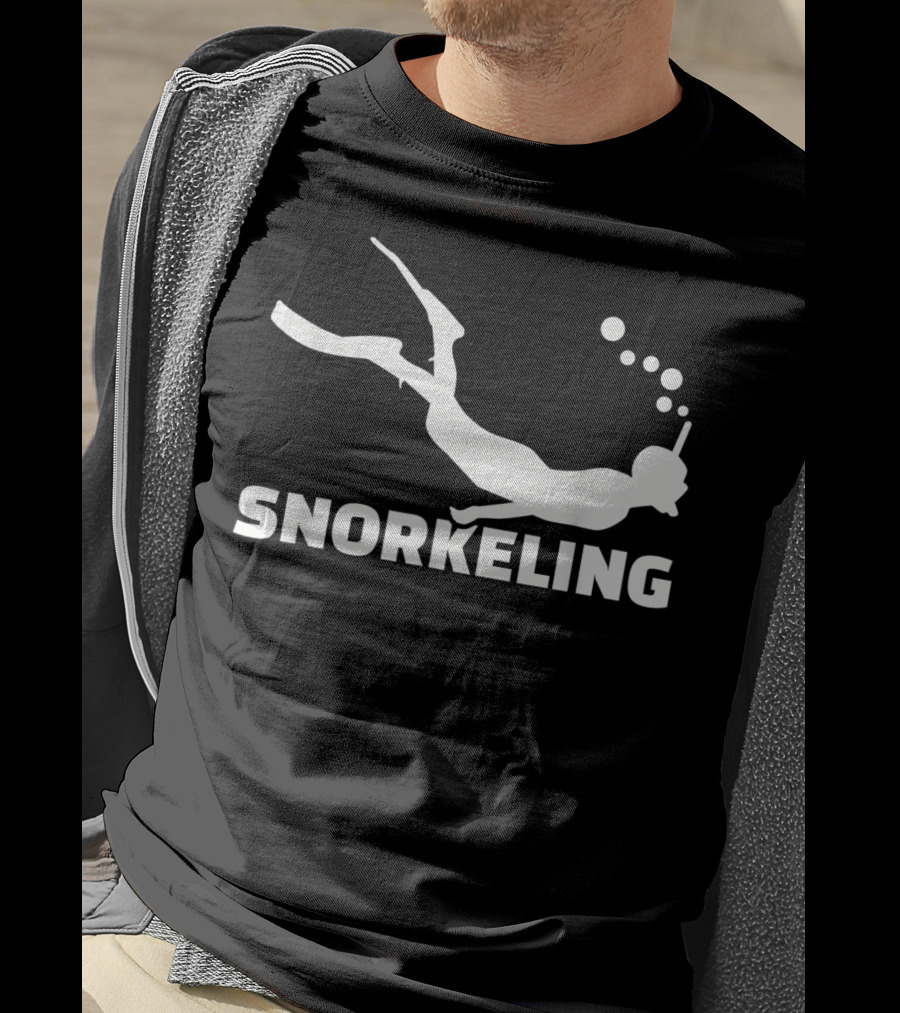 Snorkeling Diver Silhouette With Bubbles T-Shirt