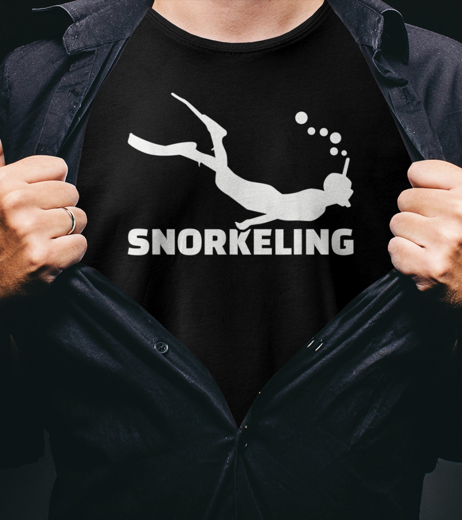 Snorkeling Diver Silhouette With Bubbles T-Shirt