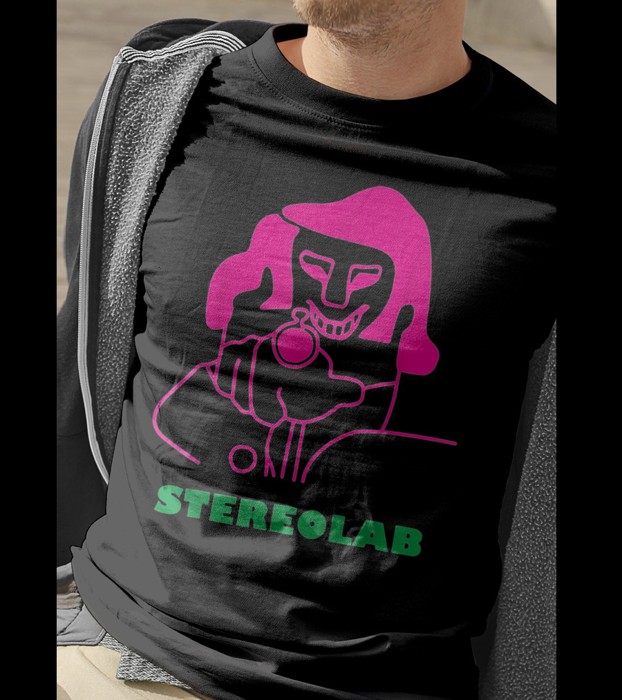 Stereolab Pink Abstract Figure Holding Stopwatch T-Shirt