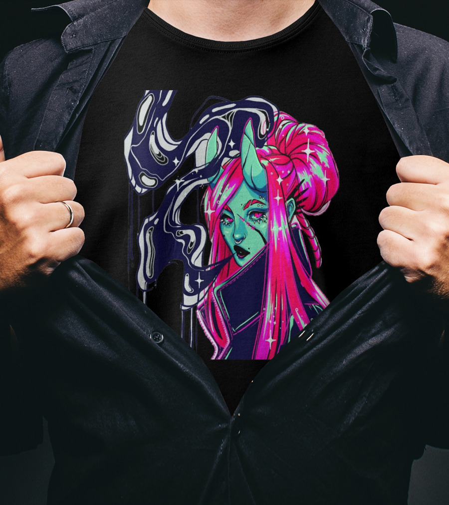 Angel Demon Neon Fantasy Comic T-Shirt