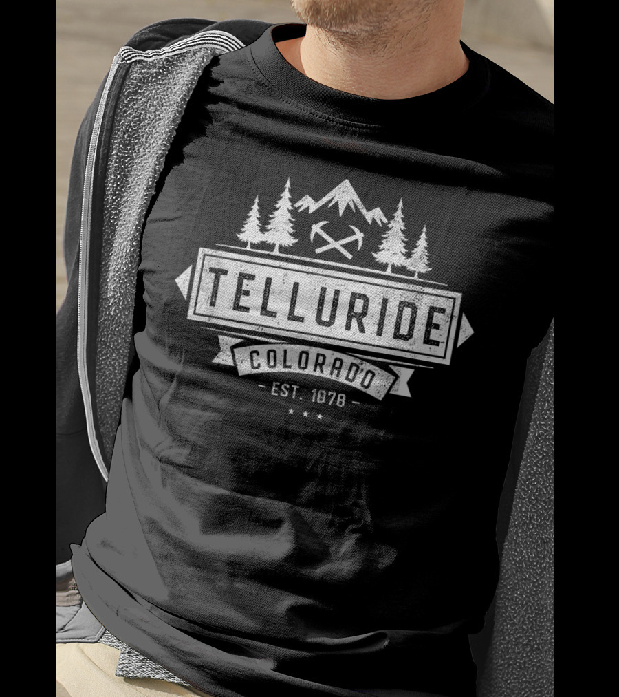 Telluride Colorado Est. 1878 Mountain Trees Axes Stars T-Shirt
