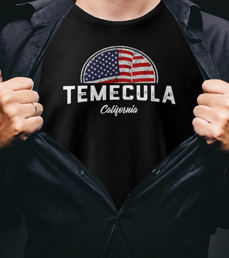 Temecula California American Flag T-Shirt