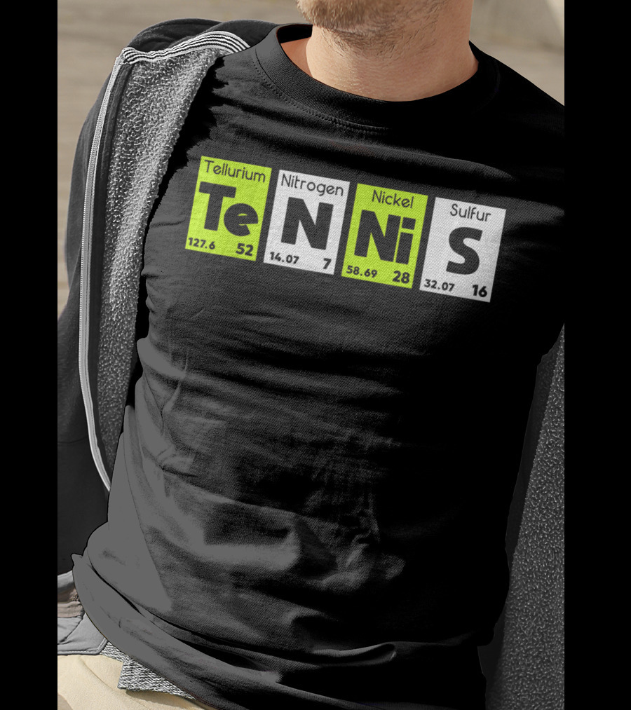 TeN Ni S Tellurium Nitrogen Nickel Sulfur Periodic Table Elements Tennis Sport T-Shirt