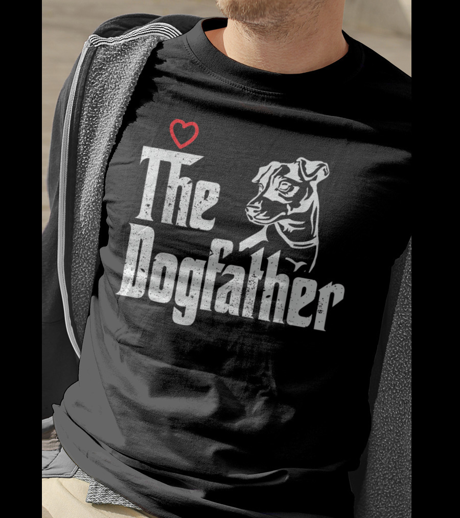 The Dogfather Jack Russell Dog Dad Father With Heart T-Shirt
