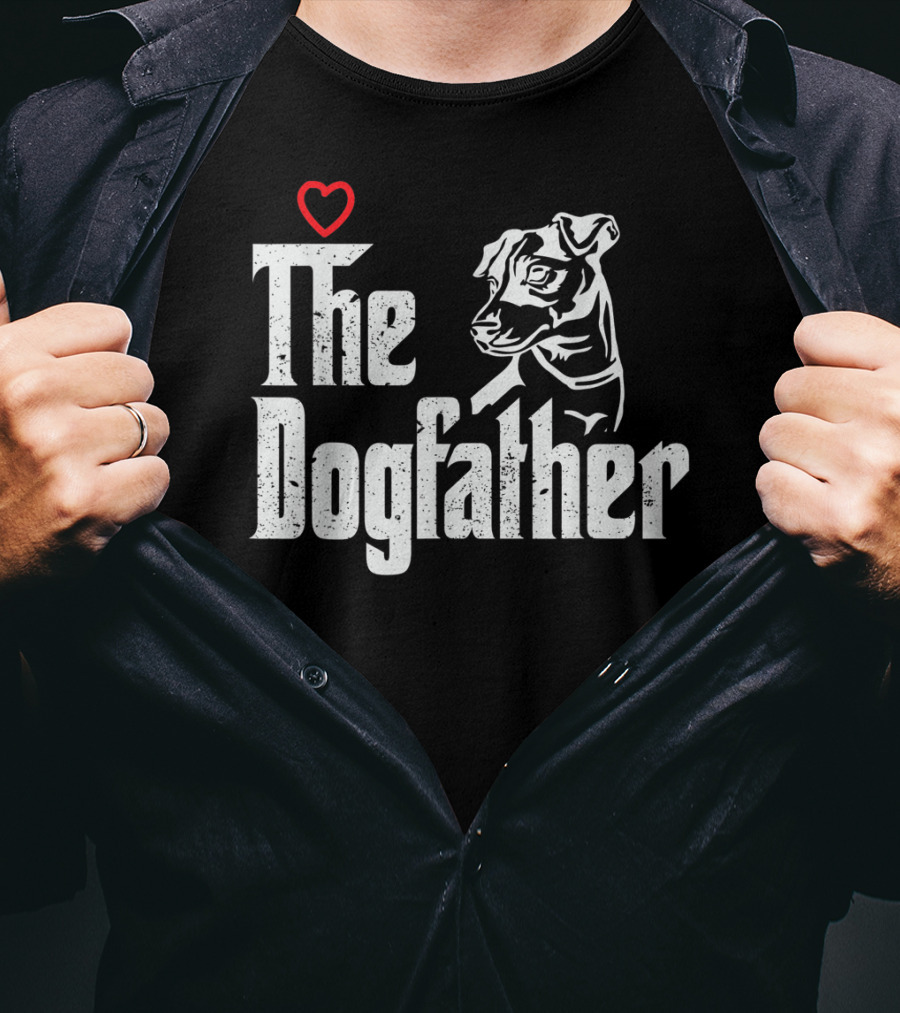 The Dogfather Jack Russell Dog Dad Father With Heart T-Shirt
