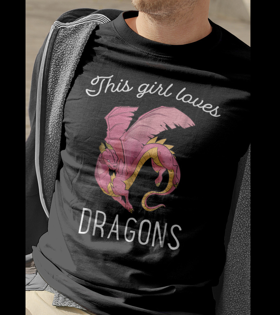 This Girl Loves Dragons Cute Pink Flying Dragon T-Shirt