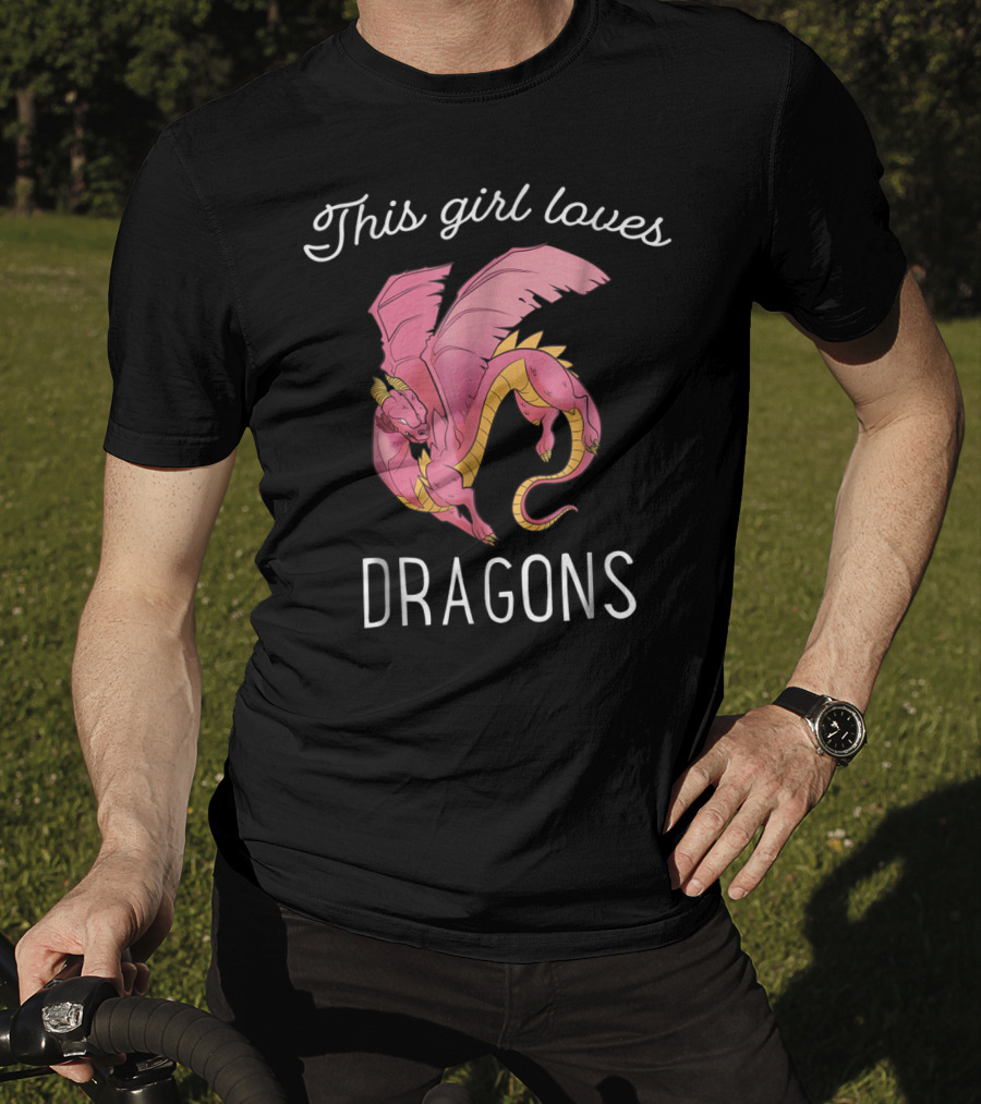 This Girl Loves Dragons Cute Pink Flying Dragon T-Shirt