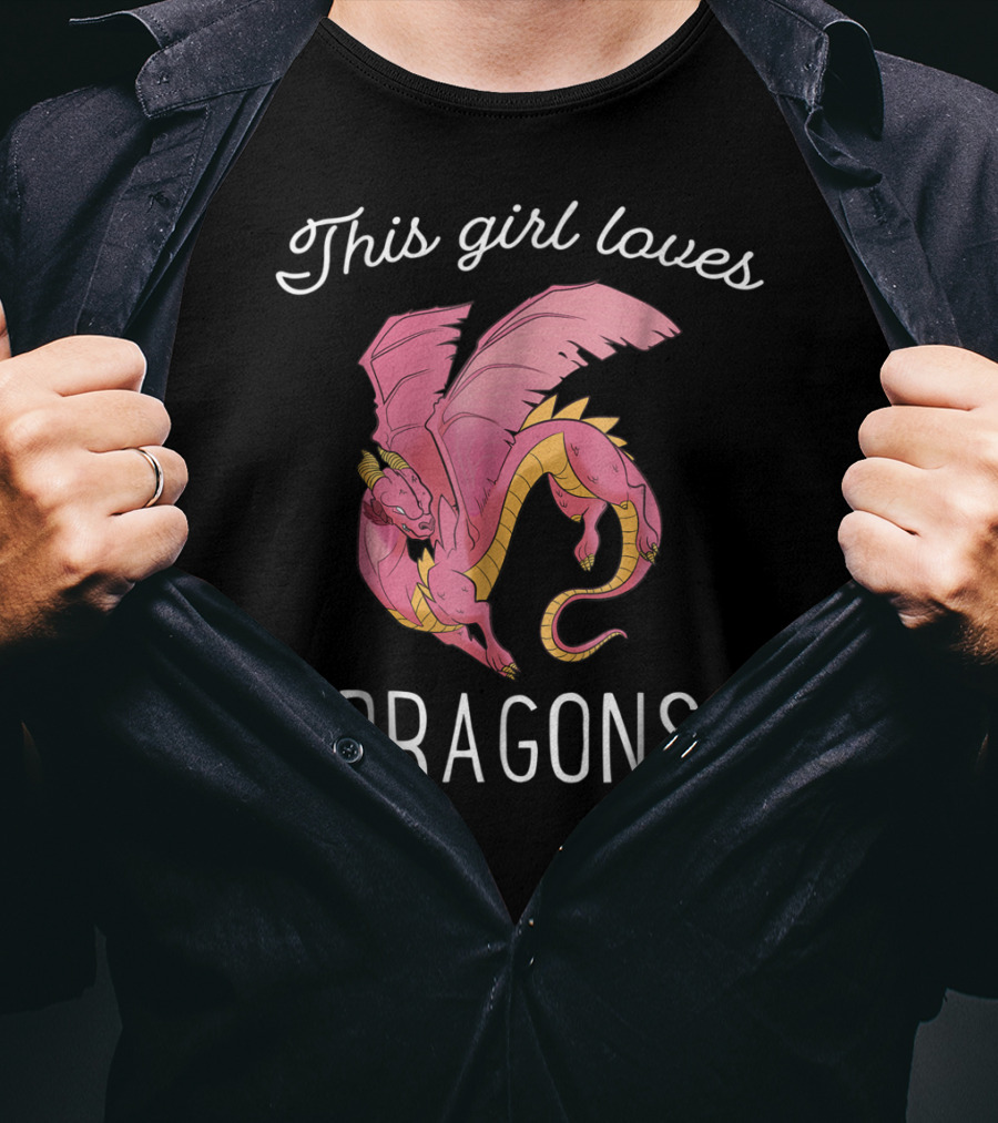 This Girl Loves Dragons Cute Pink Flying Dragon T-Shirt
