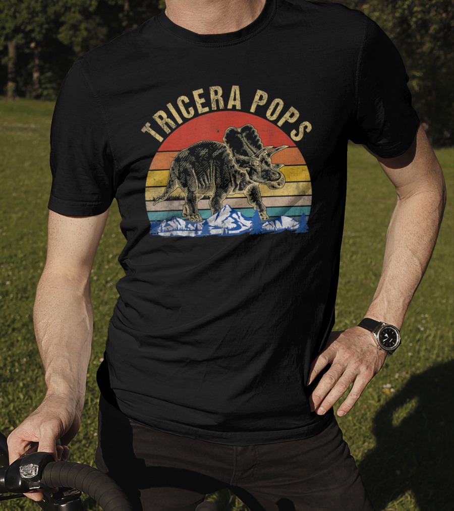 Tricera Pops Dinosaur Dad Triceratops Vintage T-Shirt
