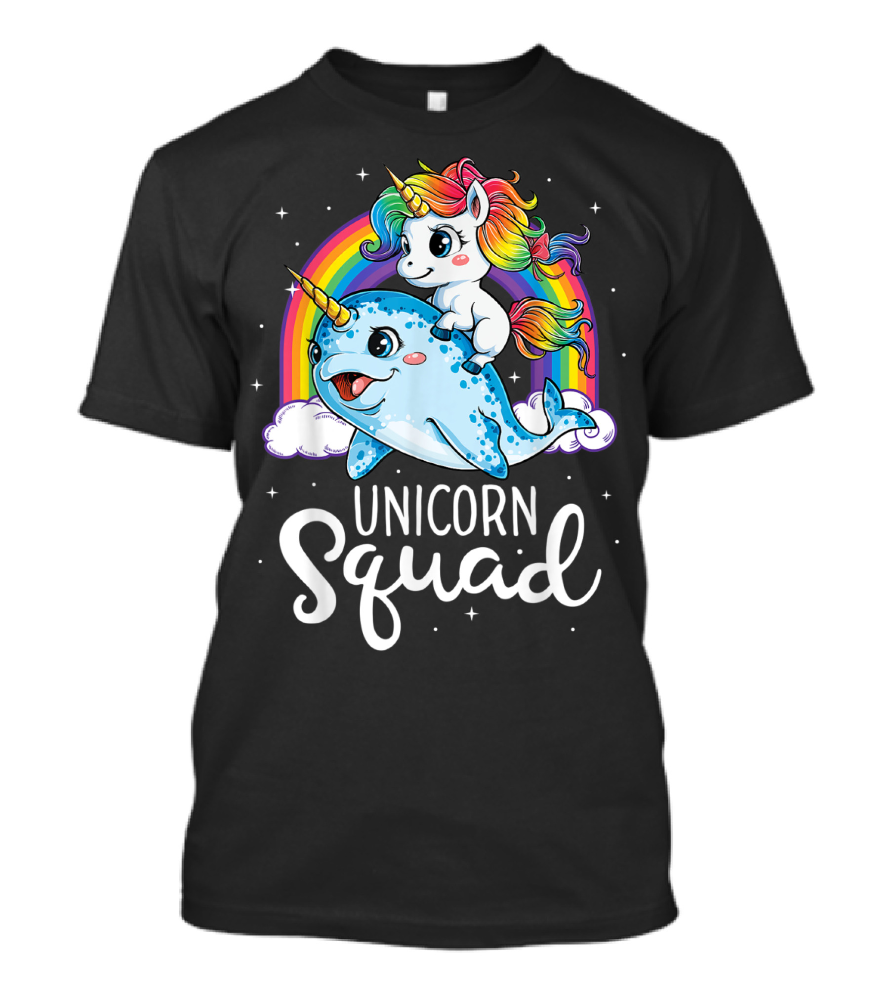 Unicorn Squad Narwhal Rainbow Girls Kids T-Shirt