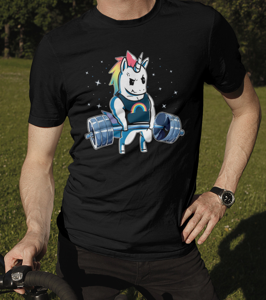 Unicorn Deadlift Powerlifting Rainbow Fitness Gym T-Shirt