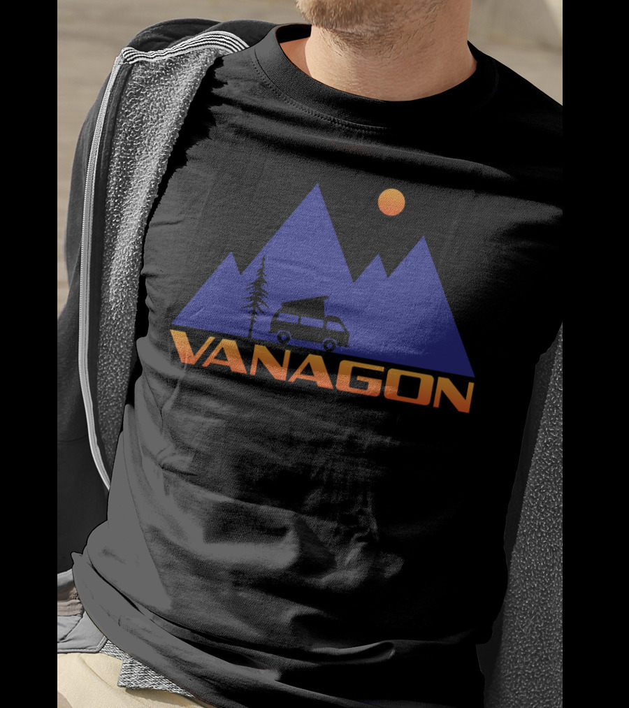 Vanagon Camper Van Mountain Sunset Scene T-Shirt