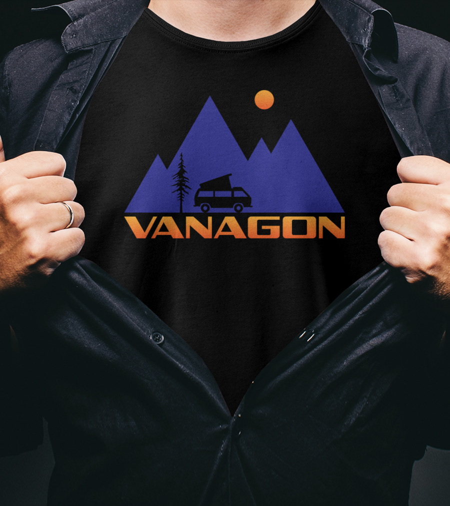 Vanagon Camper Van Mountain Sunset Scene T-Shirt