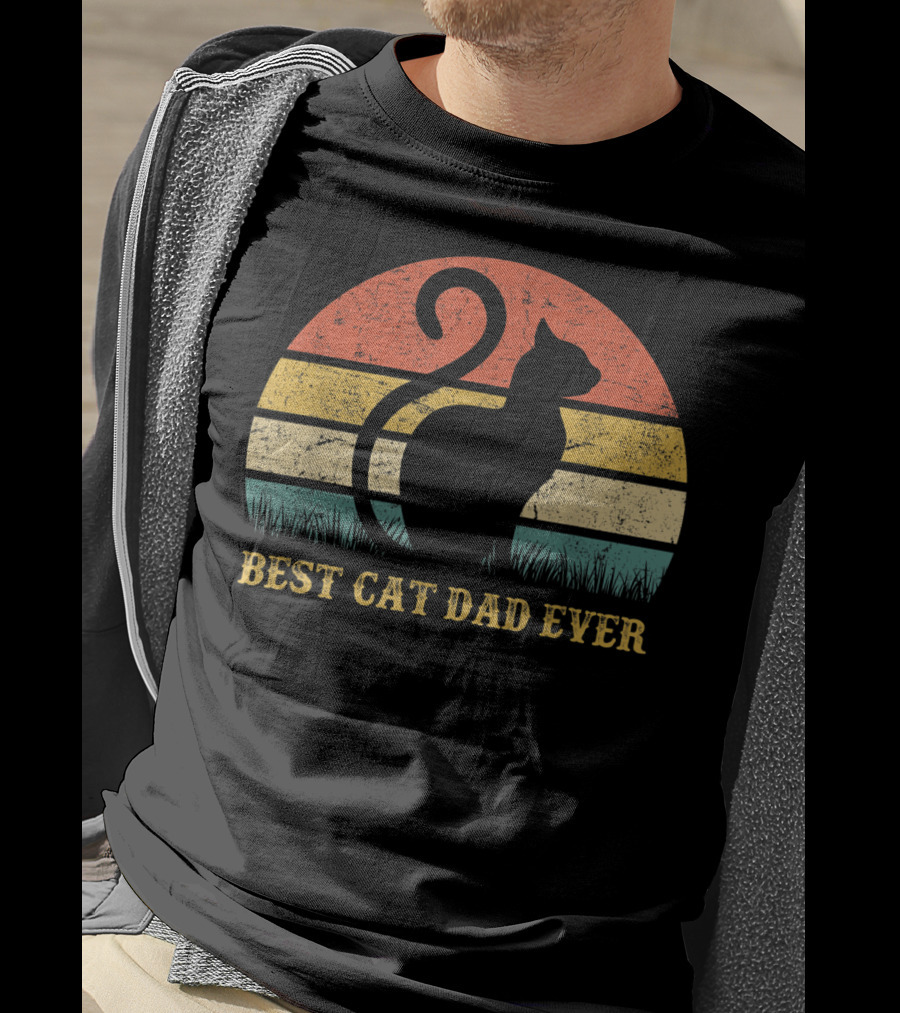 Best Cat Dad Ever Vintage Cat Daddy Father T-Shirt