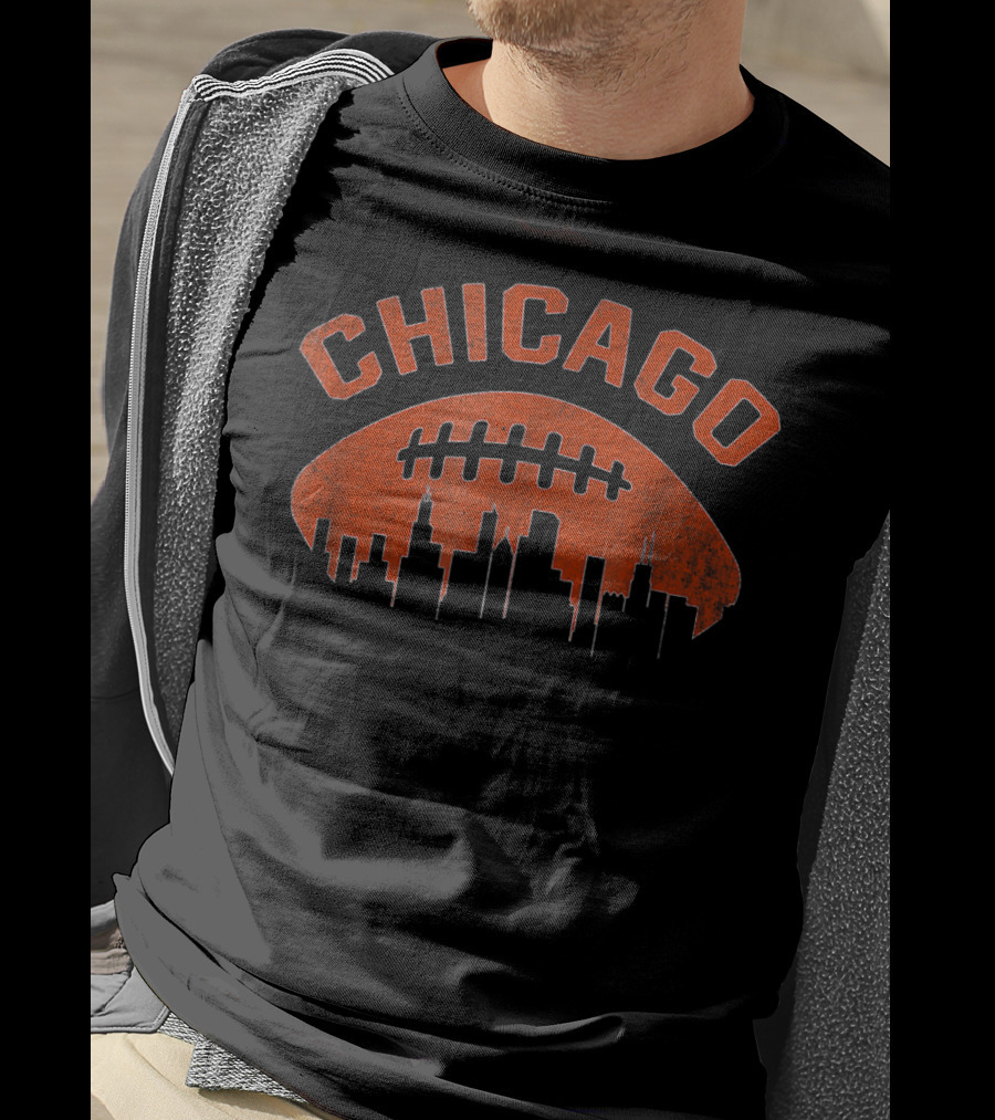 Chicago Skyline Grunge Football Vintage T-Shirt