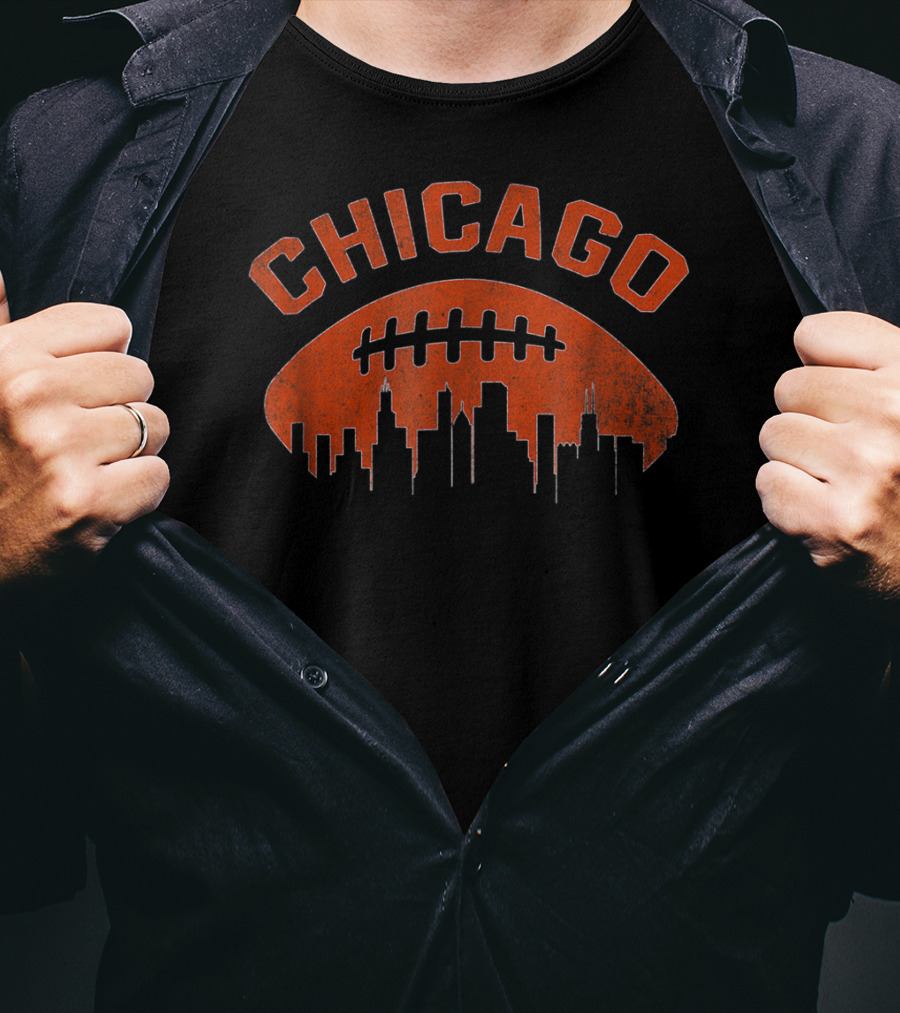Chicago Skyline Grunge Football Vintage T-Shirt