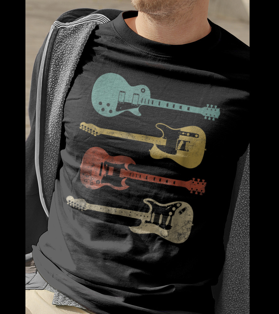 Vintage Classic Colorful Electric Guitars Collection T-Shirt