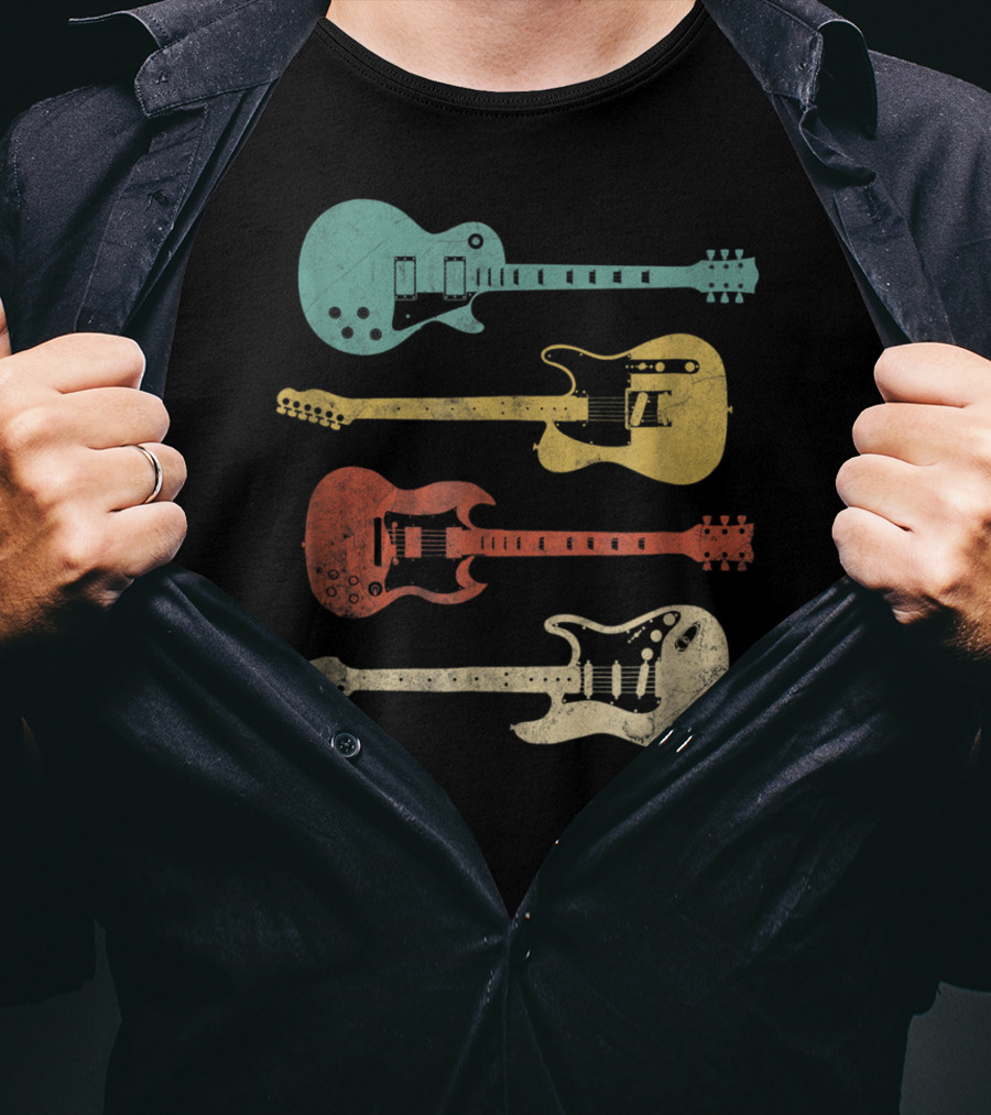 Vintage Classic Colorful Electric Guitars Collection T-Shirt