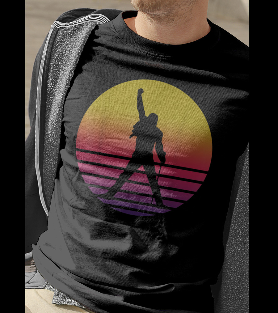 Vintage Freddie Mercury Silhouette Music Icon Sunset T-Shirt