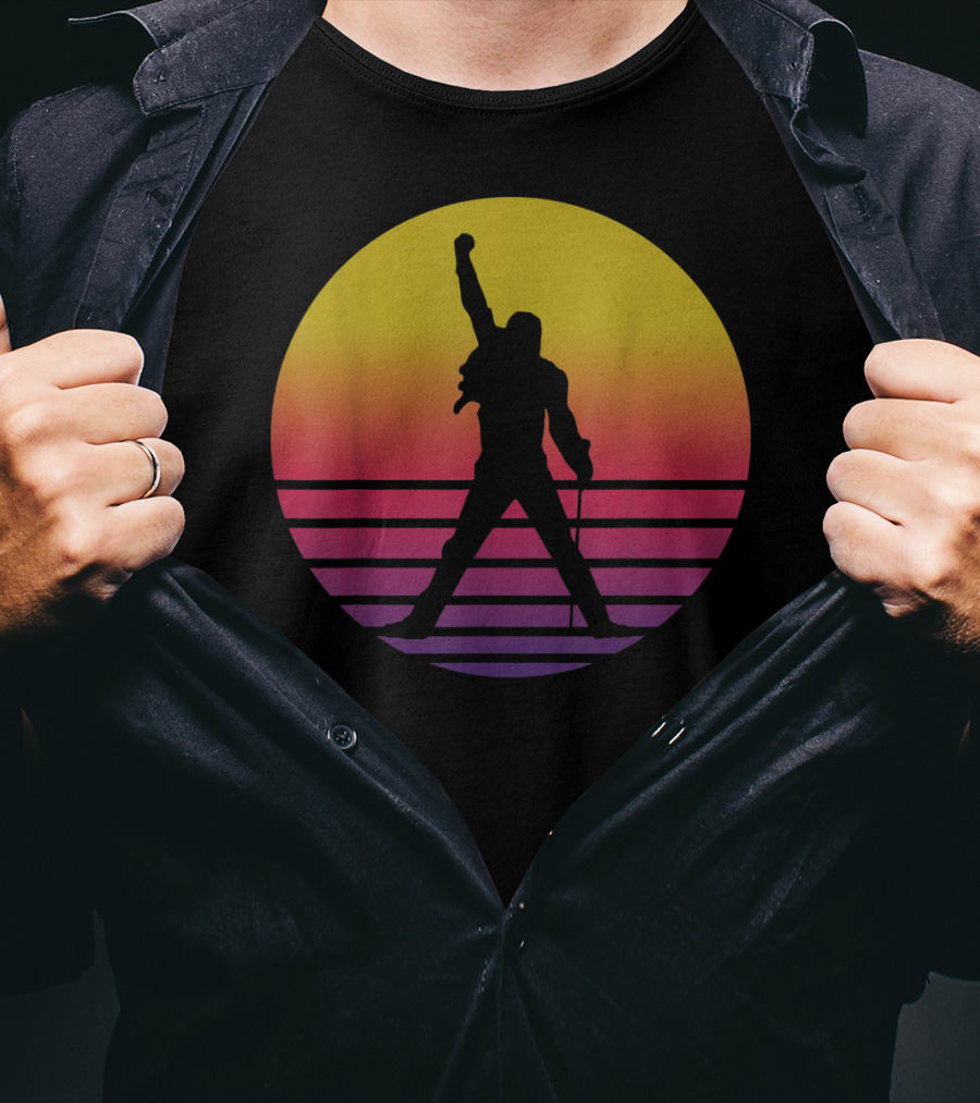 Vintage Freddie Mercury Silhouette Music Icon Sunset T-Shirt