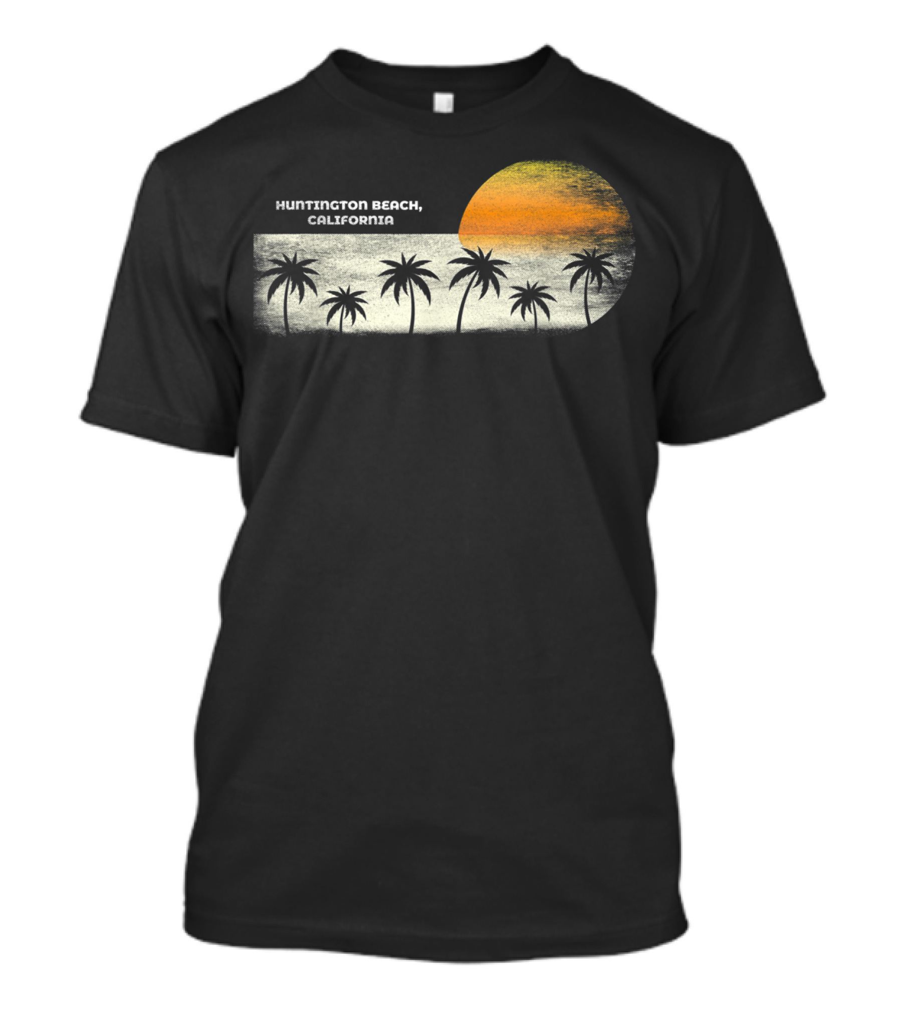 Huntington Beach California Vintage Ocean Sunset With Palm Trees T-Shirt