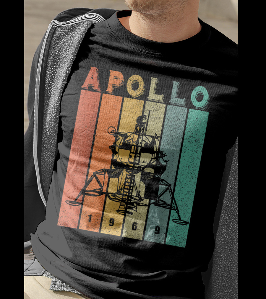 Apollo 1969 Lunar Module Vintage Retro Stripes T-Shirt