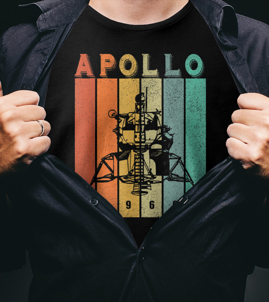 Apollo 1969 Lunar Module Vintage Retro Stripes T-Shirt