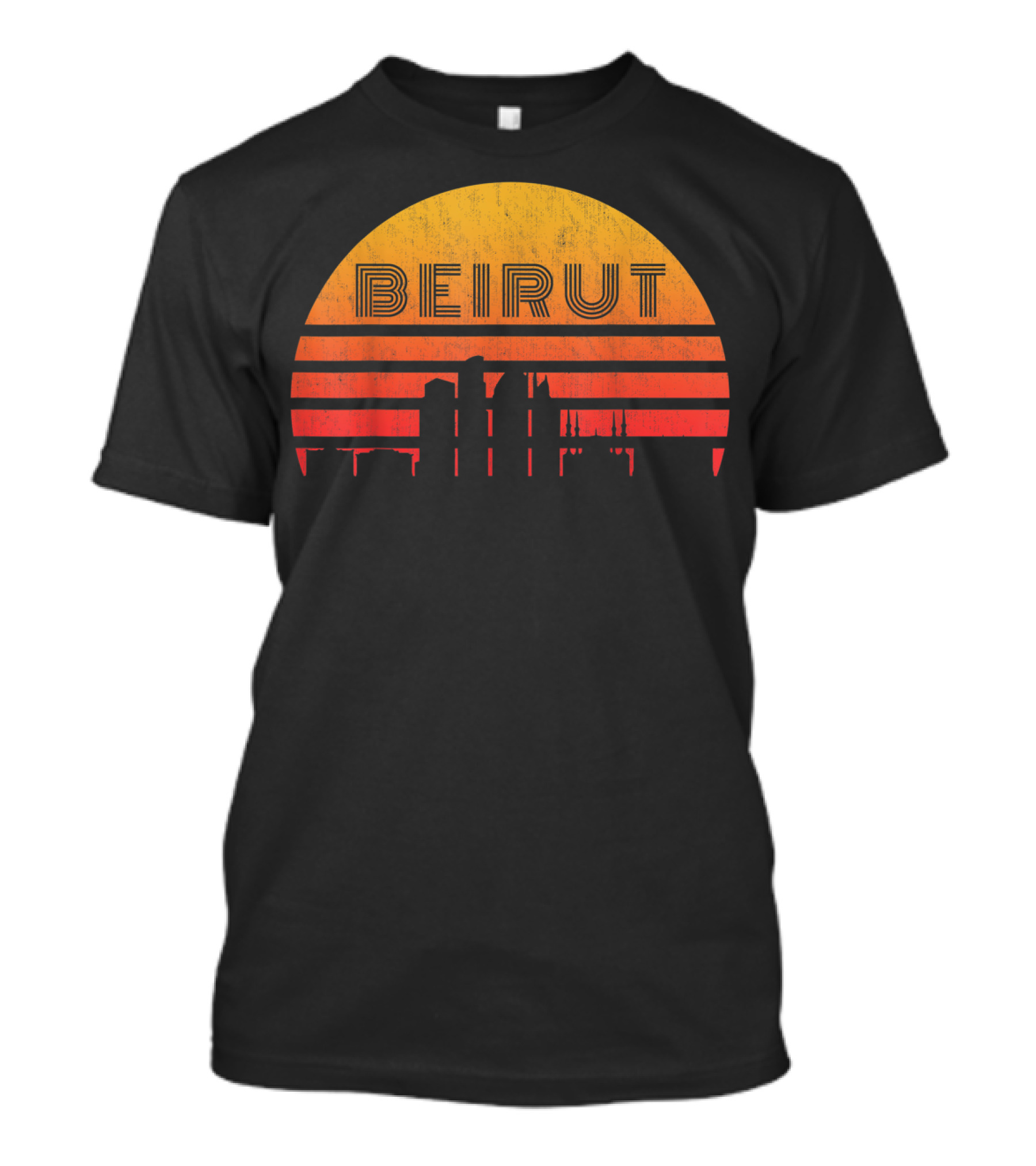 Vintage Beirut Lebanon Skyline Sunset T-Shirt