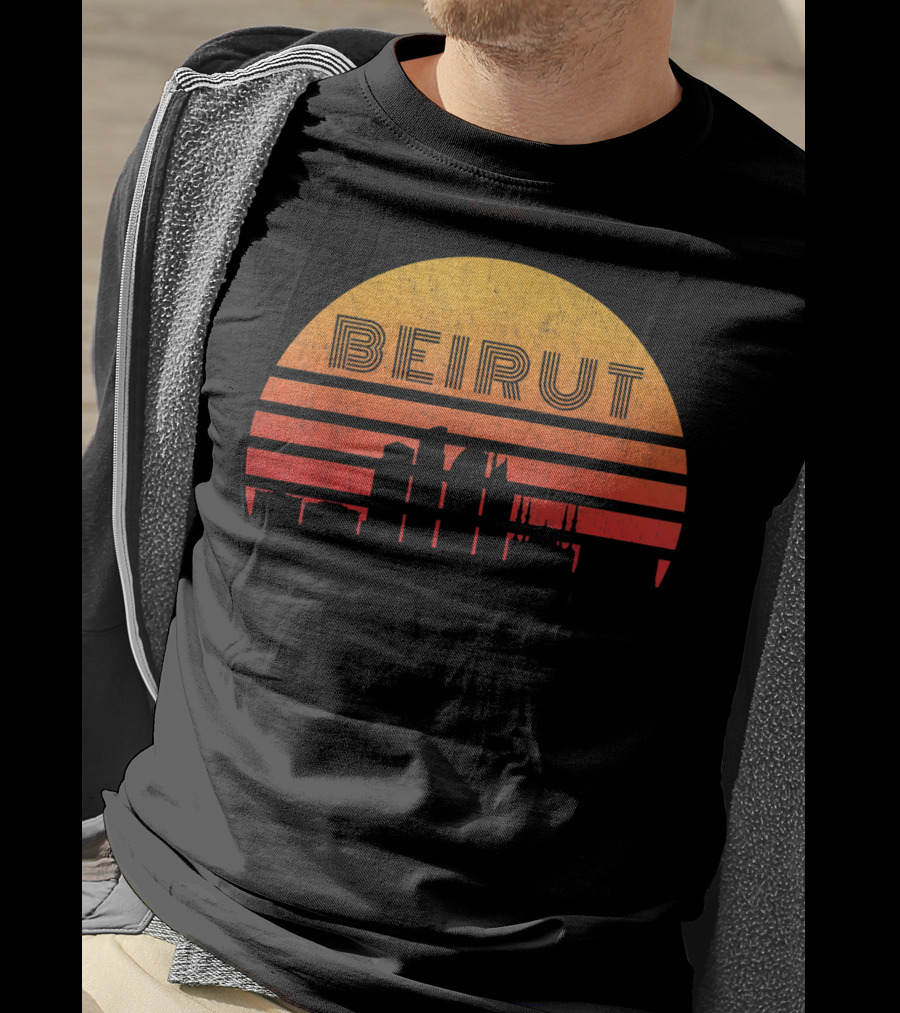 Vintage Beirut Lebanon Skyline Sunset T-Shirt