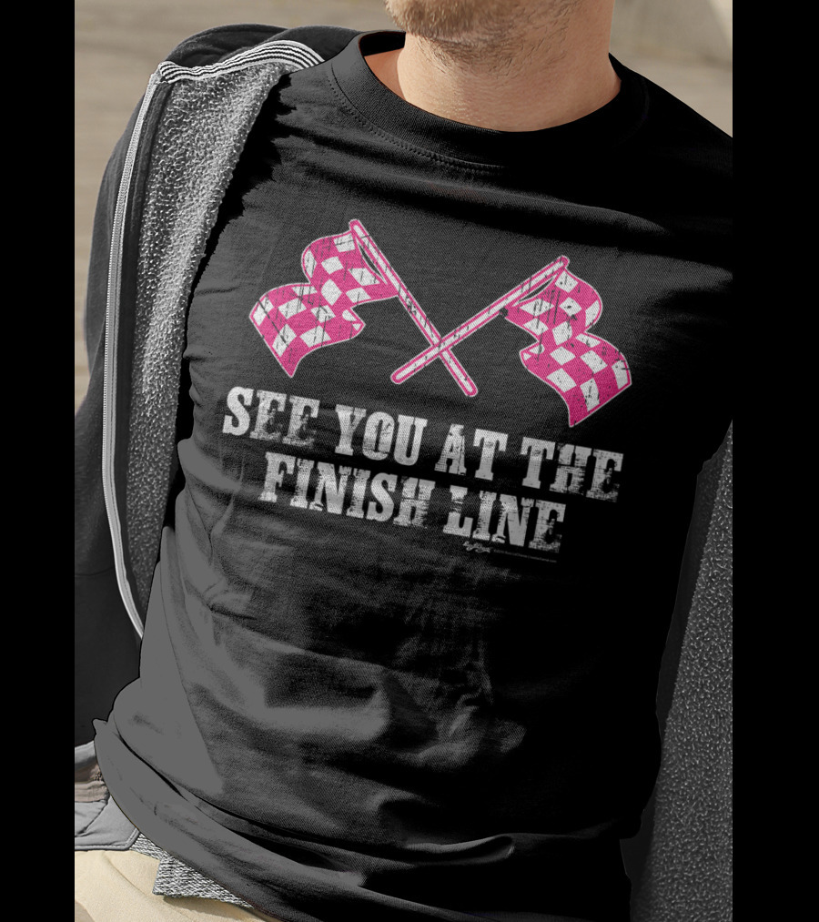 Vintage See You At The Finish Line Pink Checkered Flags T-Shirt
