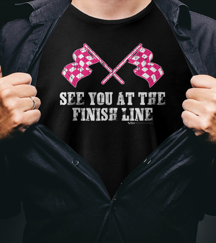 Vintage See You At The Finish Line Pink Checkered Flags T-Shirt