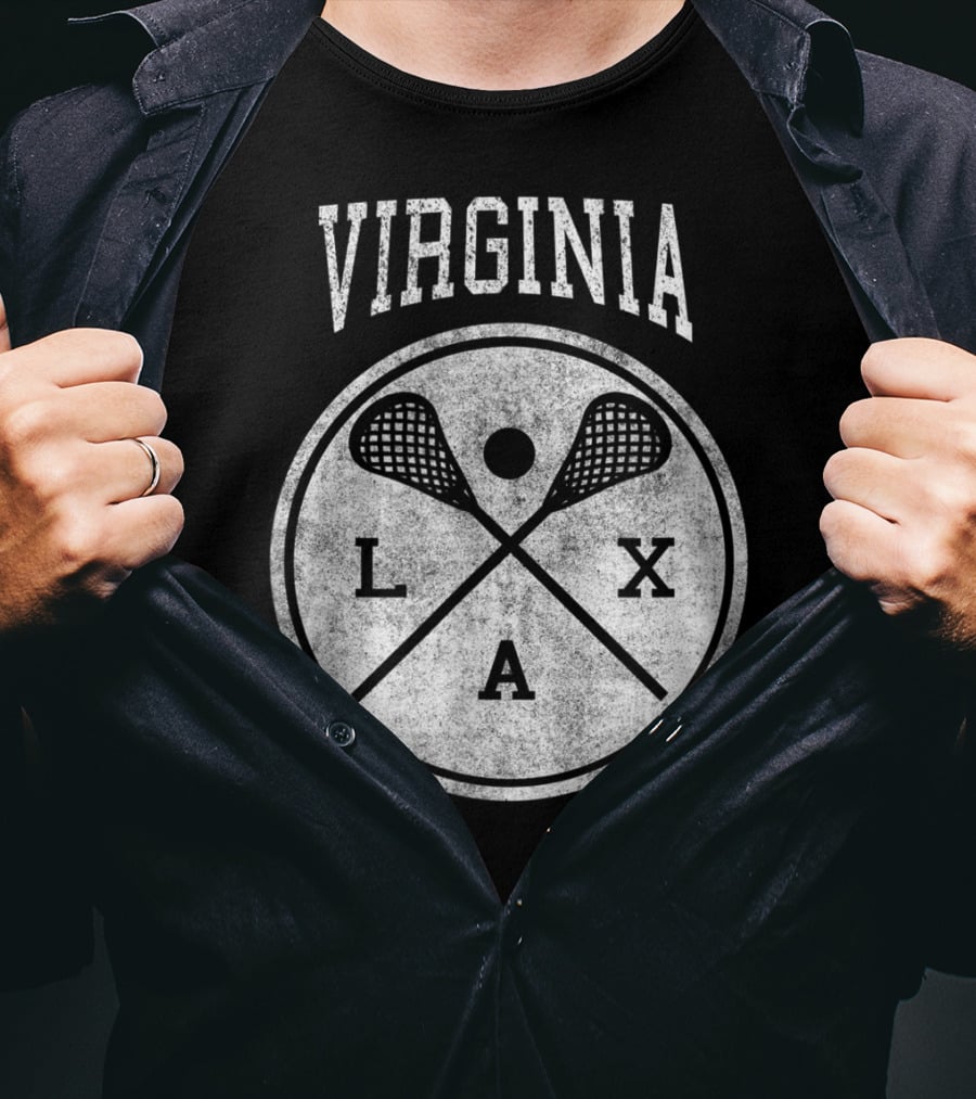 Virginia LAX Vintage Lacrosse Crossed Sticks Circle T-Shirt
